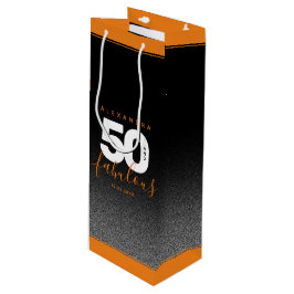 Moderne Girly Orange 50 und fabulous Geschenktüte Für Weinflaschen