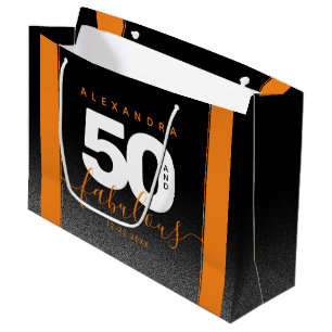 Moderne Girly Orange 50 und fabulous Große Geschenktüte