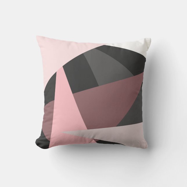 Moderne Girly Pink Black Geometric Art Kissen (Vorderseite)