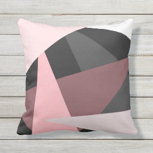 Moderne Girly rosa schwarze geometrische Kunst Kissen