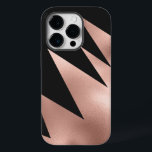 Moderne Girly Rose Gold Black Geometric Case-Mate iPhone 14 Pro Hülle<br><div class="desc">Dieses moderne und schicke Muster ist perfekt für die trendige und stilvolle Frau. Es verfügt über ein Imitat gedruckte Rose Gold-Folie und schwarz geometrische Dreieck Zickzack Farbblöcke. Es ist ein elegantes, hübsches und modernes Design! ***WICHTIGE HINWEIS FÜR DESIGN: Für individuelle Designanfragen, wie z.B. passende Produktanfragen, Farbänderungen, Platzierungsänderungen oder andere Änderungswünsche,...</div>