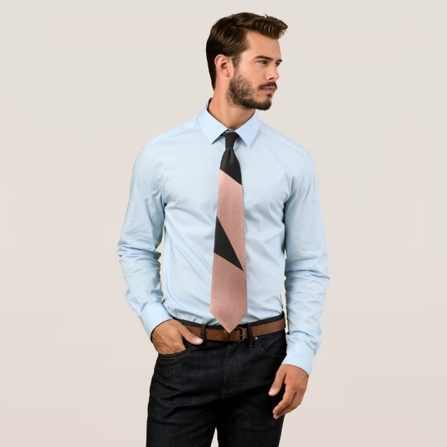 Moderne Girly Rose Gold Black Geometric Krawatte (Beispiel)