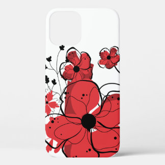 Moderne Girly rote und schwarze Blumen Case-Mate iPhone Hülle