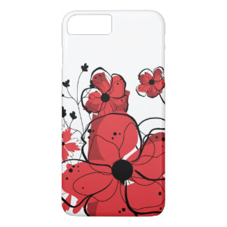 Moderne Girly rote und schwarze Blumen iPhone 8 Plus/7 Plus Hülle