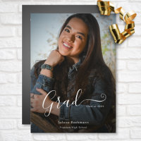 Moderne Girly Script Dark Foto Graduation Party