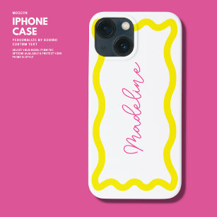 Moderne, Girly Stylish Monogram Pink and Yellow Wa Case-Mate iPhone Hülle