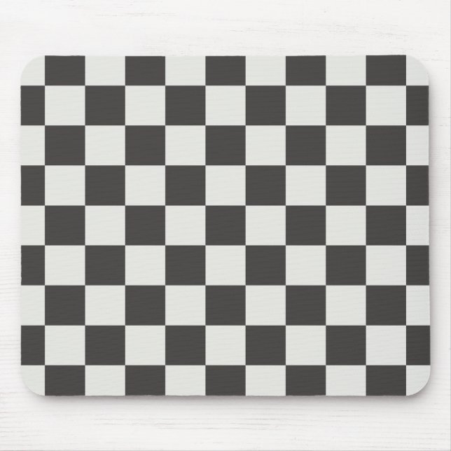 Moderne Gitter-Holzkohle- und Creme-Karo Mousepad (Vorne)