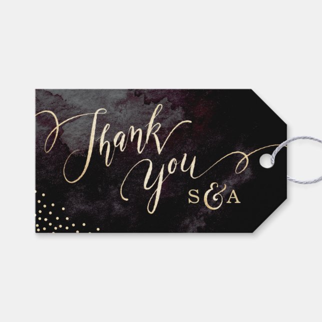 Moderne Glam Black Imitats Goldkalligraphie Vielen Geschenkanhänger (Vorderseite (Horizontal))