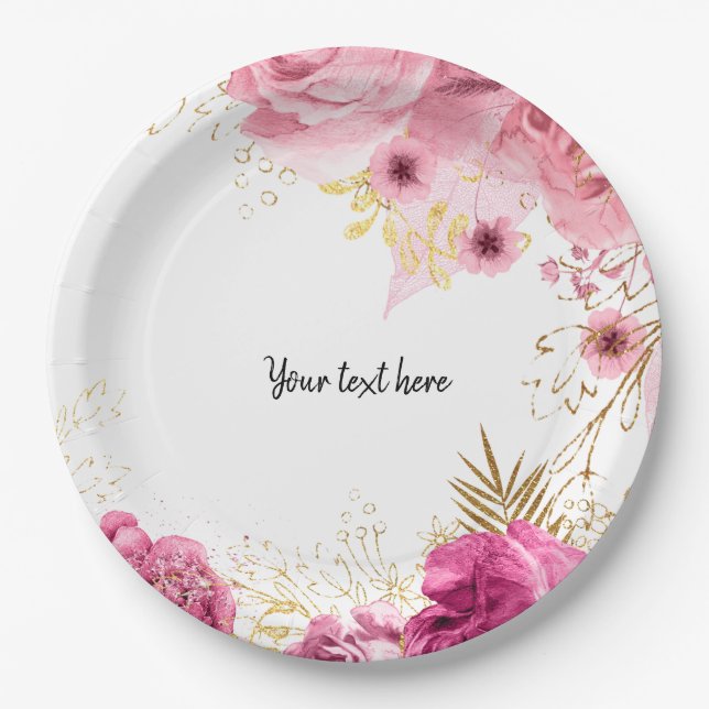 Moderne Glam Chic Blume für jeden Anlaß Pappteller (Vorderseite)