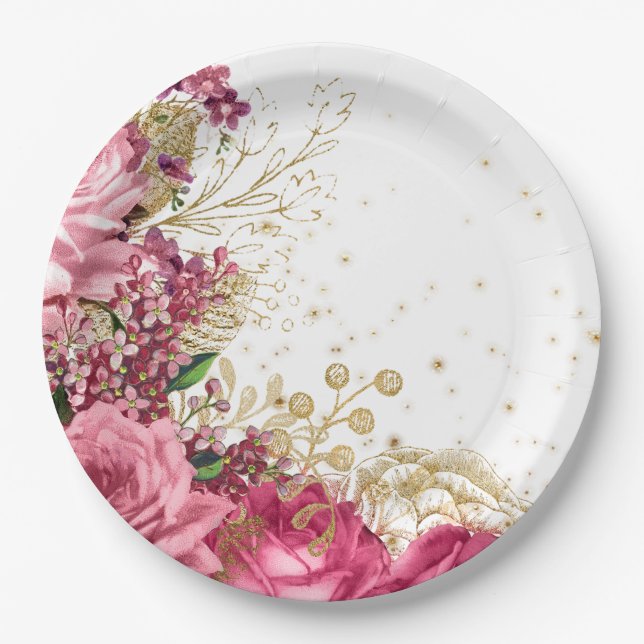 Moderne Glam Chic Blume für jeden Anlaß Pappteller (Vorderseite)