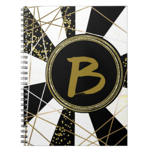Moderne Glam Deco Schwarz Weiß Gold Weiblich Einzi Notizblock