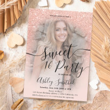 Moderne glam Rose Gold Glitzer ombre Foto Sweet 16