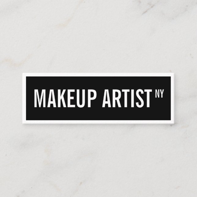 Moderne Glam Schwarz-weiße Straßenschild Makeup Kü Mini Visitenkarte (Vorderseite)