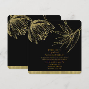 Moderne Glamour Gold & Schwarz Tropisch Botanisch  Einladung