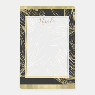 Moderne Glamour Gold & Schwarz Tropisch Botanisch  Post-it Klebezettel