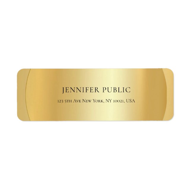 Moderne Glamour Imitate Gold Elegante Rücksendeadr (Vorne)