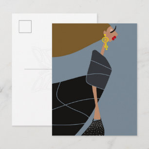 Moderne Glamour-Modekunst-Postkarte Miss Jazzy Postkarte
