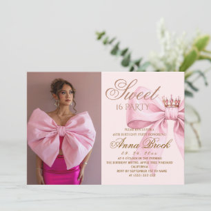 Moderne Glamour-Pink-Foto-Sweet-16-Party Einladung