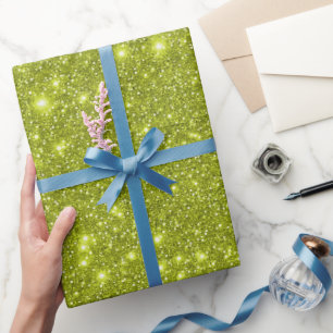 Moderne Glamour-Schimmer-Funkel-Gelb-Grüner Glitte Geschenkpapier