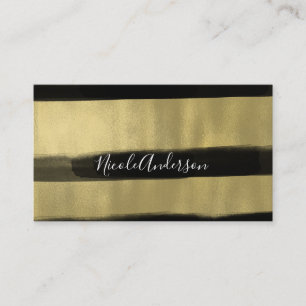 Moderne Glamour Schwarz & Gold Farbauftrag Streife Visitenkarte