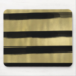 Moderne Glamour Schwarz & Gold Pinselstrich Streif Mousepad
