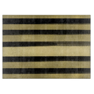 Moderne Glamour Schwarz & Gold Pinselstrich Streif Schneidebrett
