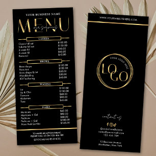 Moderne Glamour Schwarz Gold Spa-Schönheitssalon-P Werbekarte