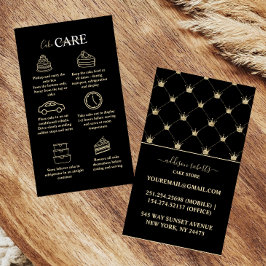 Moderne Glamour-Schwarze Goldkrone Cake Care Visitenkarte