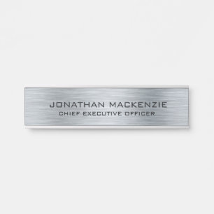 Moderne Glamour Silber Vorlage Schild für Büro