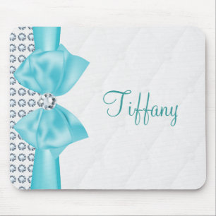 Moderne Glamour Teal Türkis Bogen & Diamanten Mousepad
