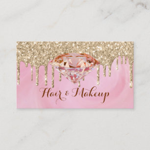 Moderne glamouröse Gold Glitzer Tropfen Pink Diamo Visitenkarte
