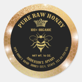 Moderne, glänzende Goldkönigin Honigwabenjar Runder Aufkleber