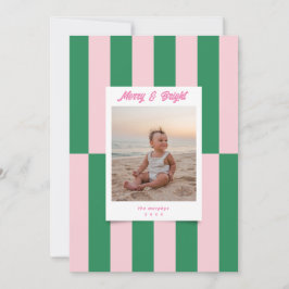Moderne, glänzende rosa und grüne Streifen Feiertagskarte