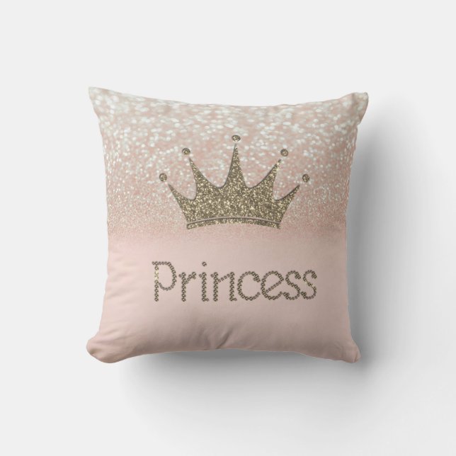 Moderne glänzende Tiara, Prinzessin, Glitter Bokeh Kissen (Vorderseite)