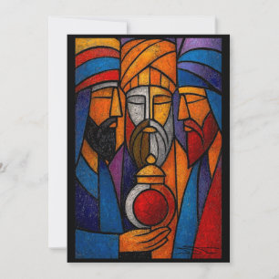 Moderne Glasfenster der Heiligen Drei Könige Karte