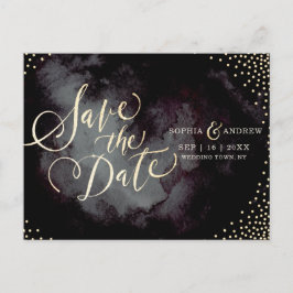 Moderne Glattgold-Kalligraphie Save the Date Ankündigungspostkarte
