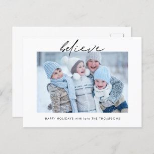 Moderne glauben Script Foto Name Blue Christmas Postkarte