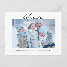 Moderne glauben Script Foto Name Blue Christmas Postkarte