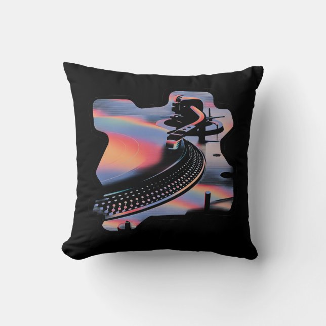 Moderne Glitch-Style-Drehscheibe – Farbdesign Kissen (Vorderseite)