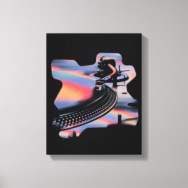 Moderne Glitch-Style-Drehscheibe – Farbdesign Leinwanddruck (Vorderseite)
