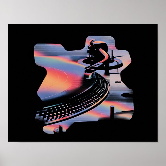Moderne Glitch-Style-Drehscheibe – Farbdesign Poster (Vorne)