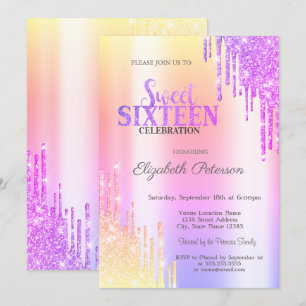 Moderne Glitter-Drip-Ombre-Violette-Tropfen Süße 1 Einladung