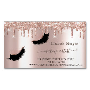 Moderne Glitter-Drips-Faux-Wimpern, Visagist Magnetische Visitenkarte