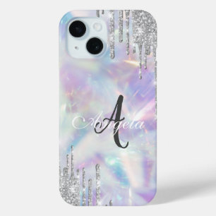 Moderne Glitter-Drips Holografisch,Monogramm Case-Mate iPhone Hülle
