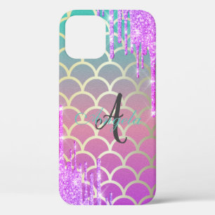 Moderne Glitter-DripS Meerjungfrau-Schuppe, Monogr Case-Mate iPhone Hülle