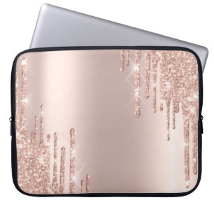 Moderne Glitter-Drips Roségold Laptopschutzhülle