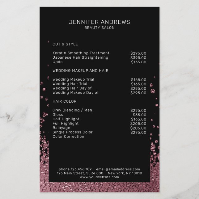 Moderne Glitter-Drop-Roségold Flyer (Vorne)
