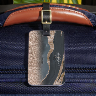 Moderne Glitter-Marmor-Monogramm Gepäckanhänger