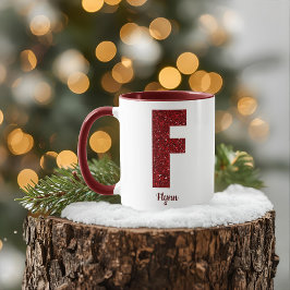 Moderne Glitter-Monogramm-F-Tasse mit Namen Tasse