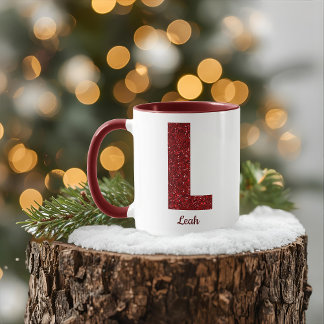 Moderne Glitter-Monogramm-L-Tasse mit Namen Tasse